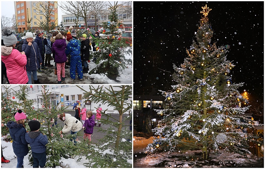 Advent nám začal již 30. 11., kdy jsme si ozdobili jeden ze stromků na náměstí  našimi dřevěnými ozdůbkami.